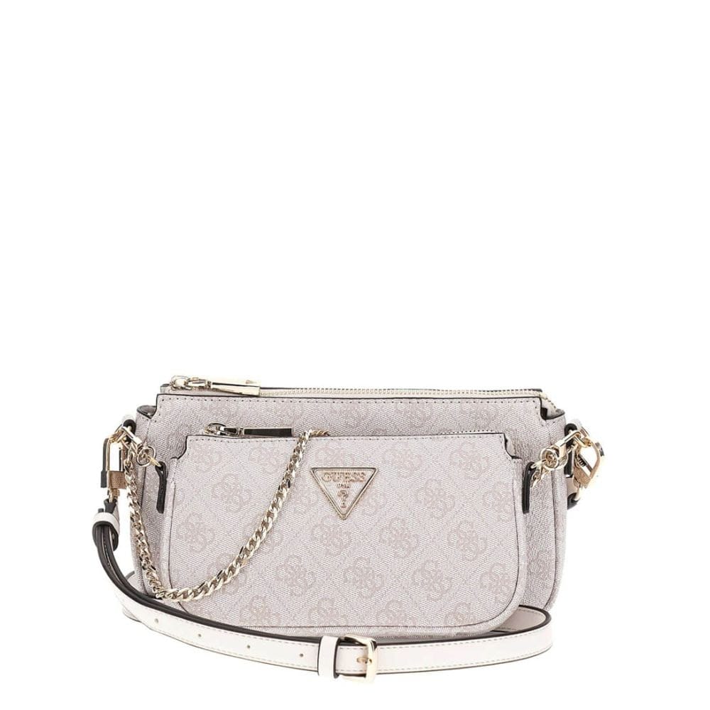 Guess Ladies Handbags Guess Noelle Double Pouch Crossbody Dove Logo