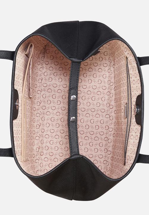 Guess Ladies Handbags Guess Portini Trap Tote - Black