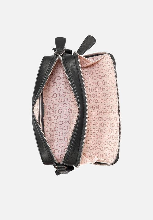 Guess Ladies Handbags Guess Viviette Mini Dbl Zip Crossbody - Black