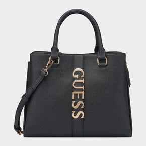 Guess Ladies Handbags Women's Guess Black Garrick Satchel Bag (7508828651609)