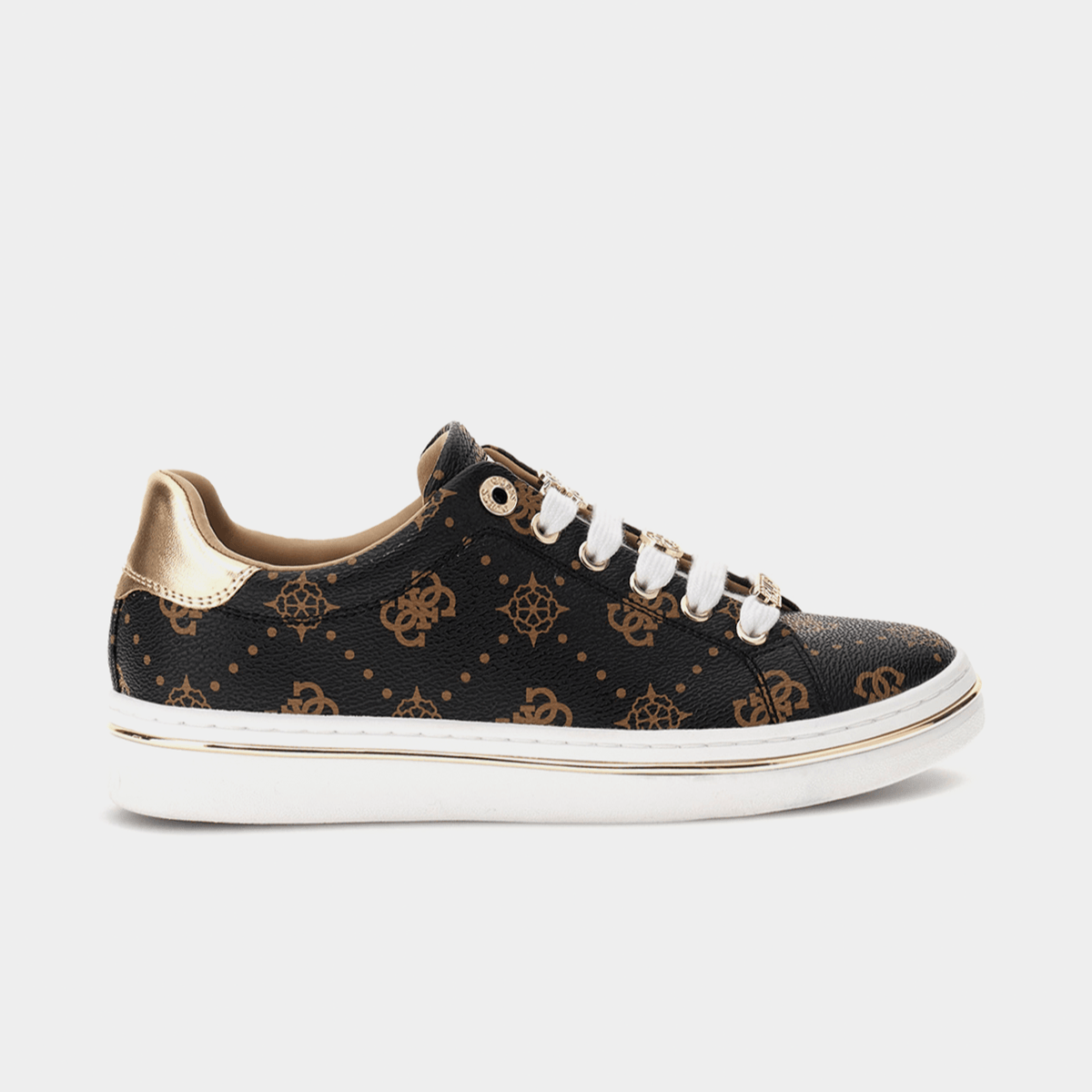 Guess Ladies Sneakers 3 Guess Women's Black And Brown Logo Sneakers