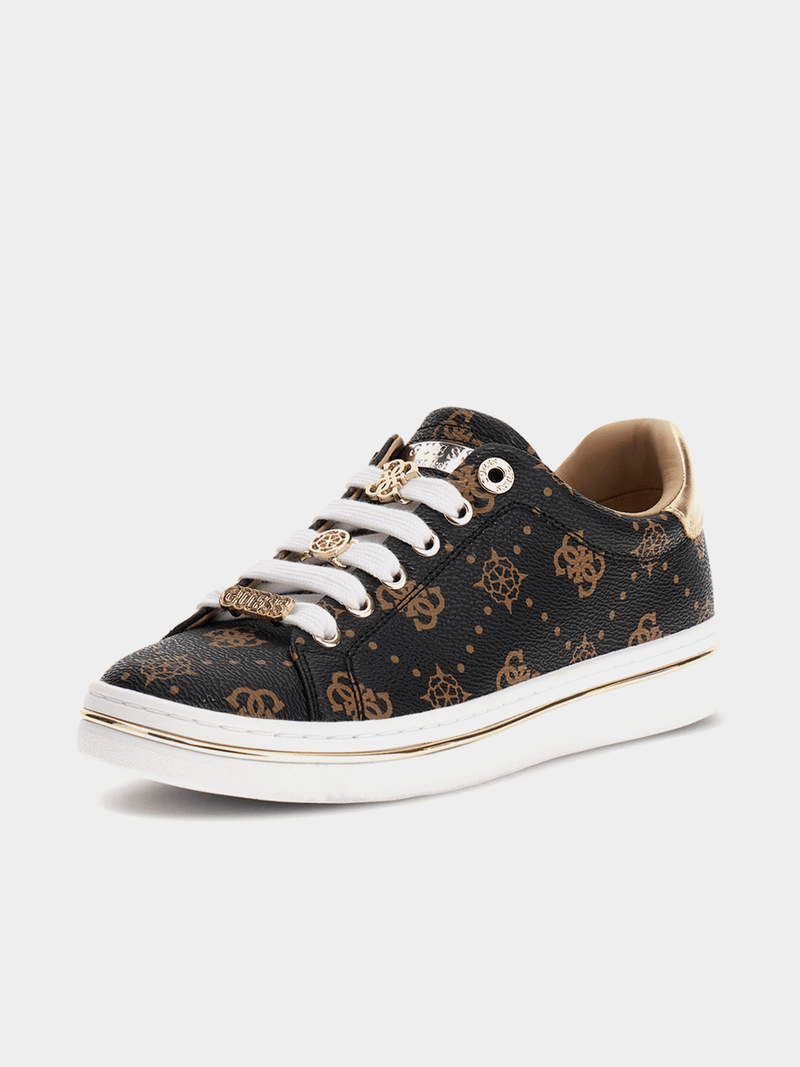 Guess Ladies Sneakers Guess Women's Black And Brown Logo Sneakers
