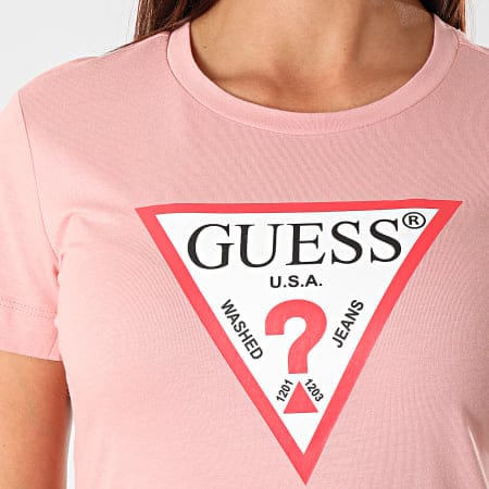 Guess Ladies T shirts Guess Women's Eco Logo T Shirt Tee Pink GM06084