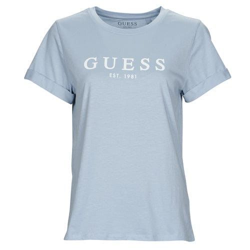 Guess Ladies T shirts SMALL Guess Women's 1981 Roll Cuff Short Sleeve Tee Cor Blue GM07039