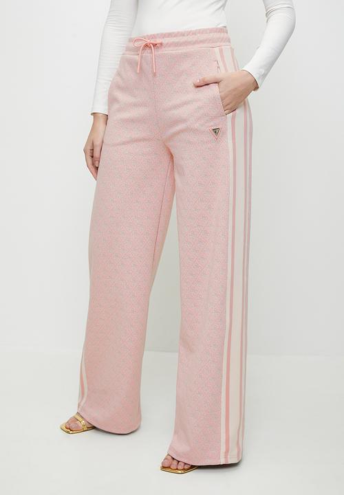 Guess Track Pants Guess Jean G Logo Straight Long Pant 4G Rhombus Pink Roses