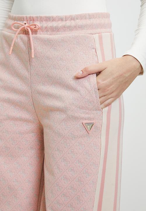 Guess Track Pants Guess Jean G Logo Straight Long Pant 4G Rhombus Pink Roses