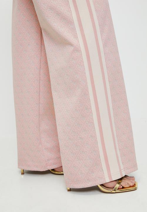 Guess Track Pants Guess Jean G Logo Straight Long Pant 4G Rhombus Pink Roses