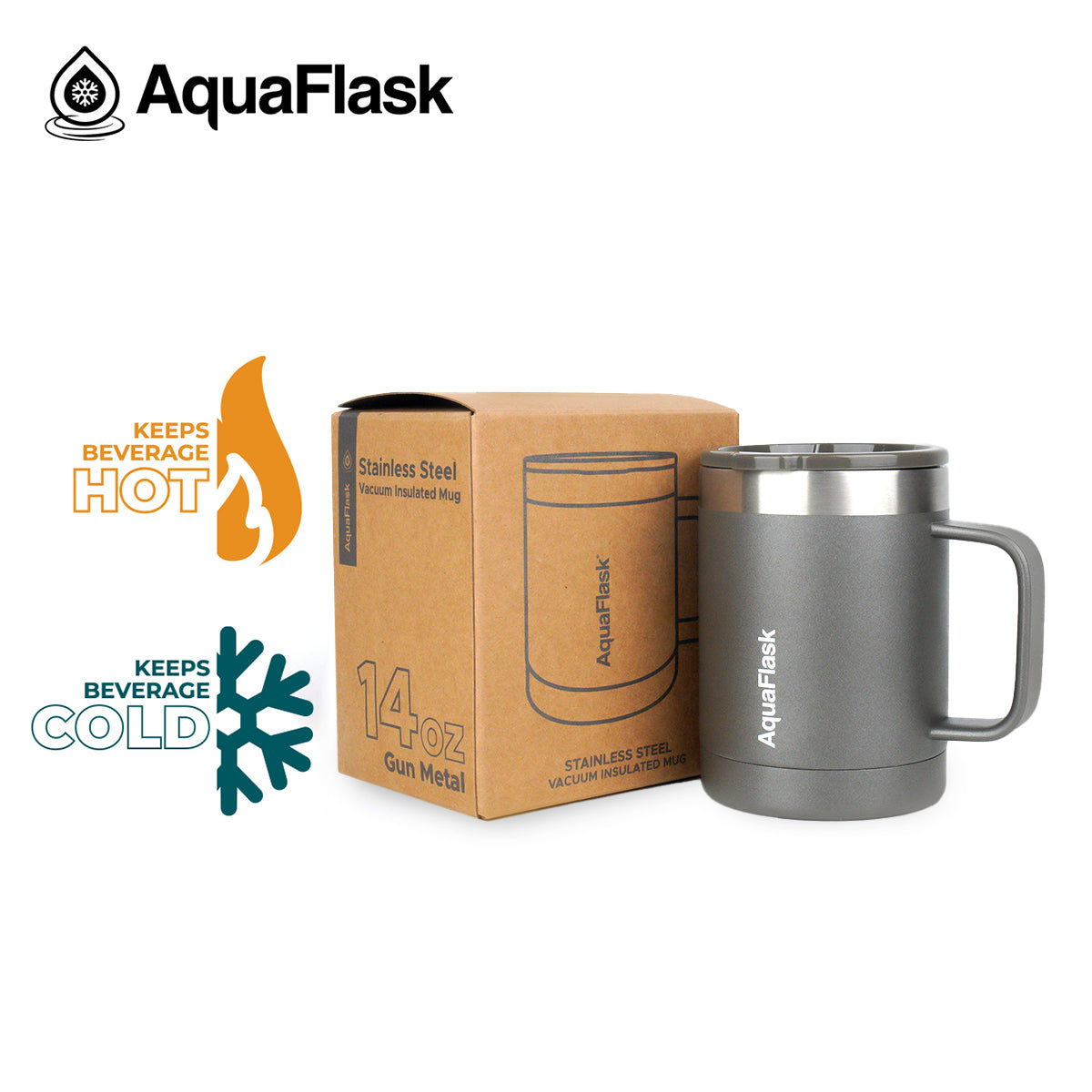 Aquaflask 415ml Travel Mug Gun Metal AF-R81