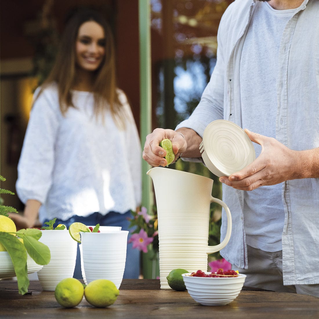Guzzini Pitcher Guzzini Pitcher With Lid Tierra 1.8L Milk Cream GZ181701156