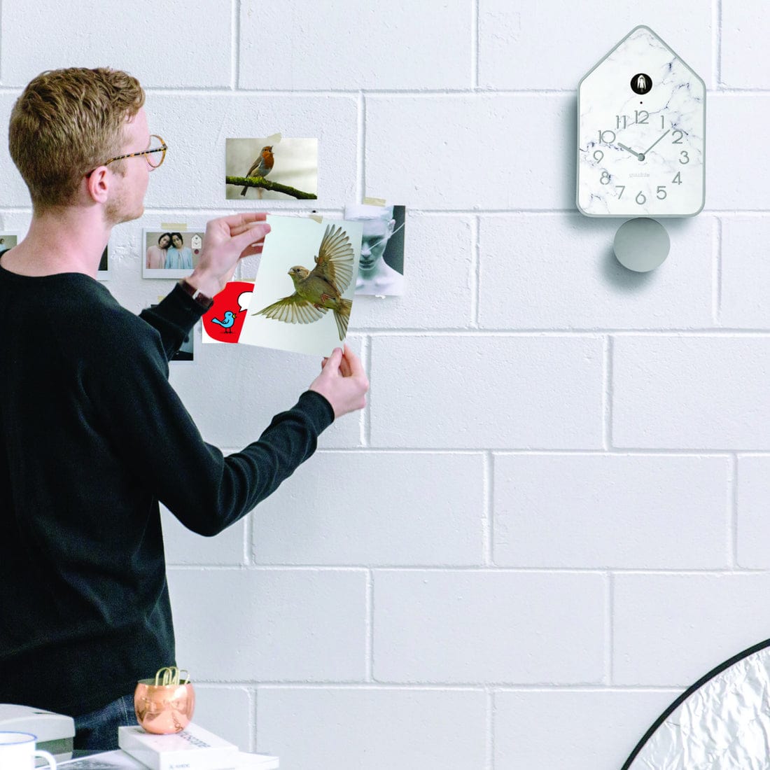 Guzzini Wall Clocks Guzzini Wall Clock With Pendulum Home Marble Dark Grey GZ168607177