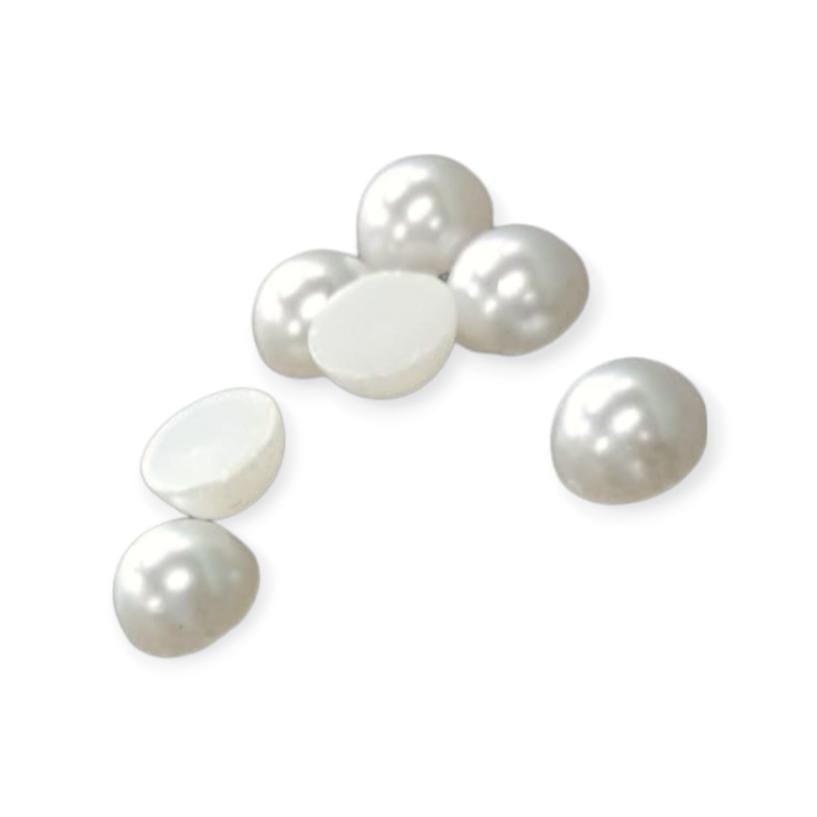 HABBY ACCESSORIES HABBY White Med Half Pearl Med/Sml Beads (7785552150617)