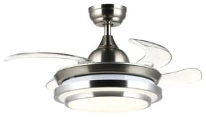 Hello Today Ceiling Fan Retractable  Ceiling Fan Light Double Aluminium Silver F8505-500 (7144130838617)