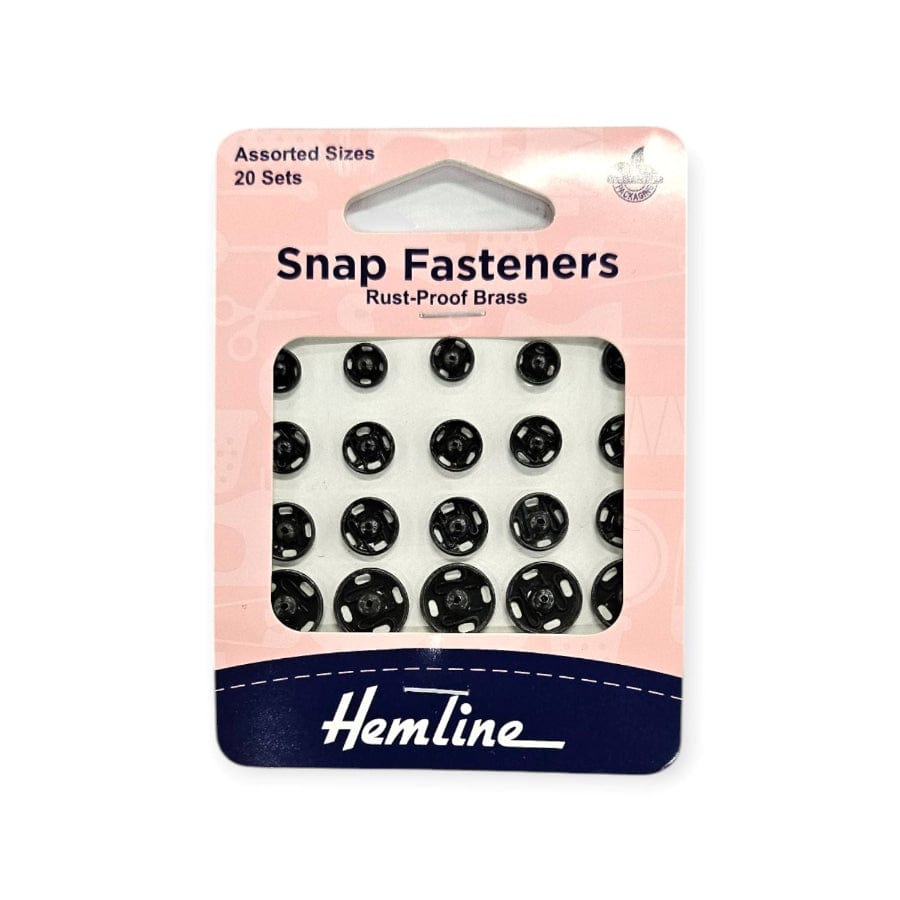 HEMLINE Habby Black Snap Fastener Assorted 20sets (7916888588377)