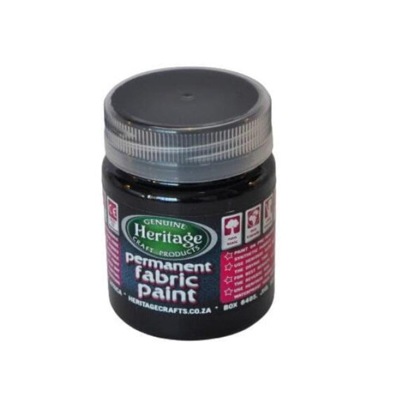 HERITAGE PAINTS Habby Black Heritage Fabric Paint 100ml (7484626960473)