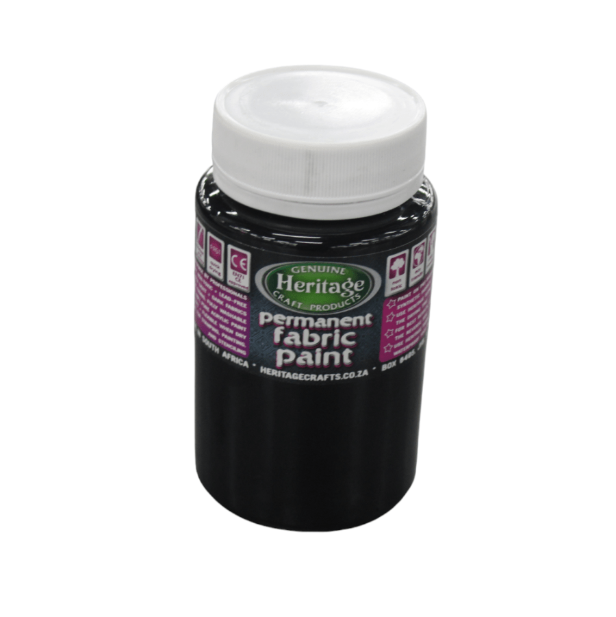 HERITAGE PAINTS Habby Black Heritage Fabric paint 250ml (7805220651097)