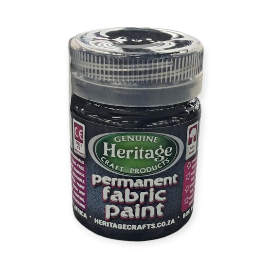 HERITAGE PAINTS Habby Black Heritage Fabric Paint 50ml (7484629811289)