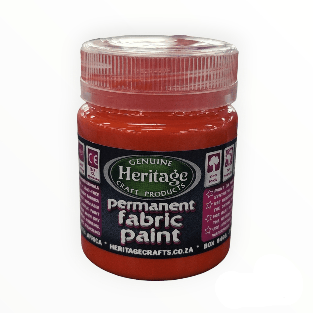 HERITAGE PAINTS Habby Deep Orange Heritage Fabric Paint 100ml (7484626960473)