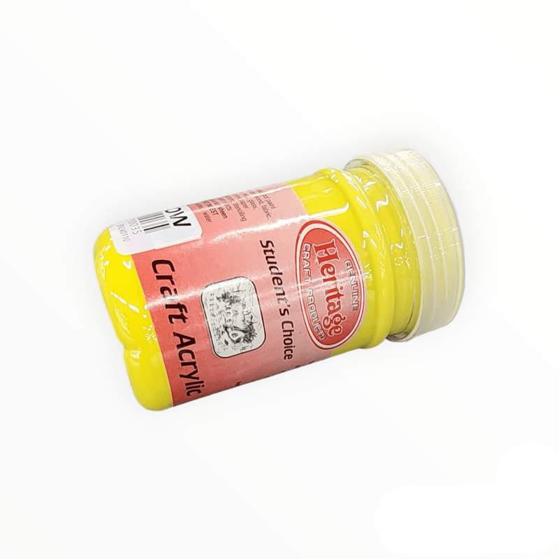 HERITAGE PAINTS Habby Heritage Craft Acrylic Paint Yellow 250ml (7483961213017)