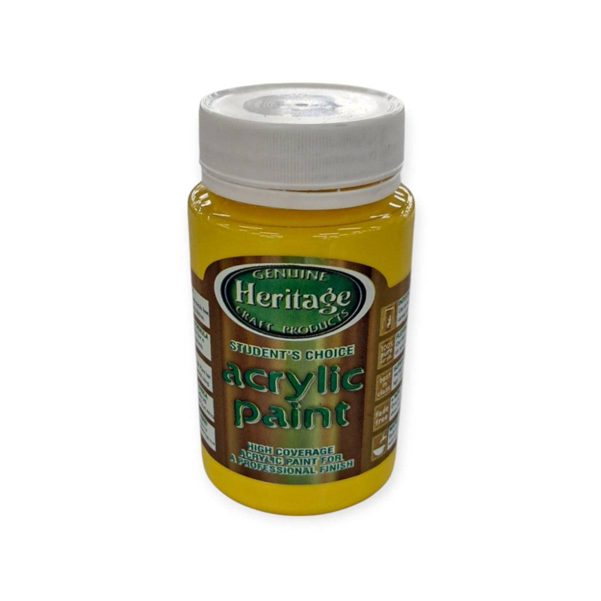HERITAGE PAINTS Habby True Yellow Heritage Student Acrylic paint  250ml (7805226877017)