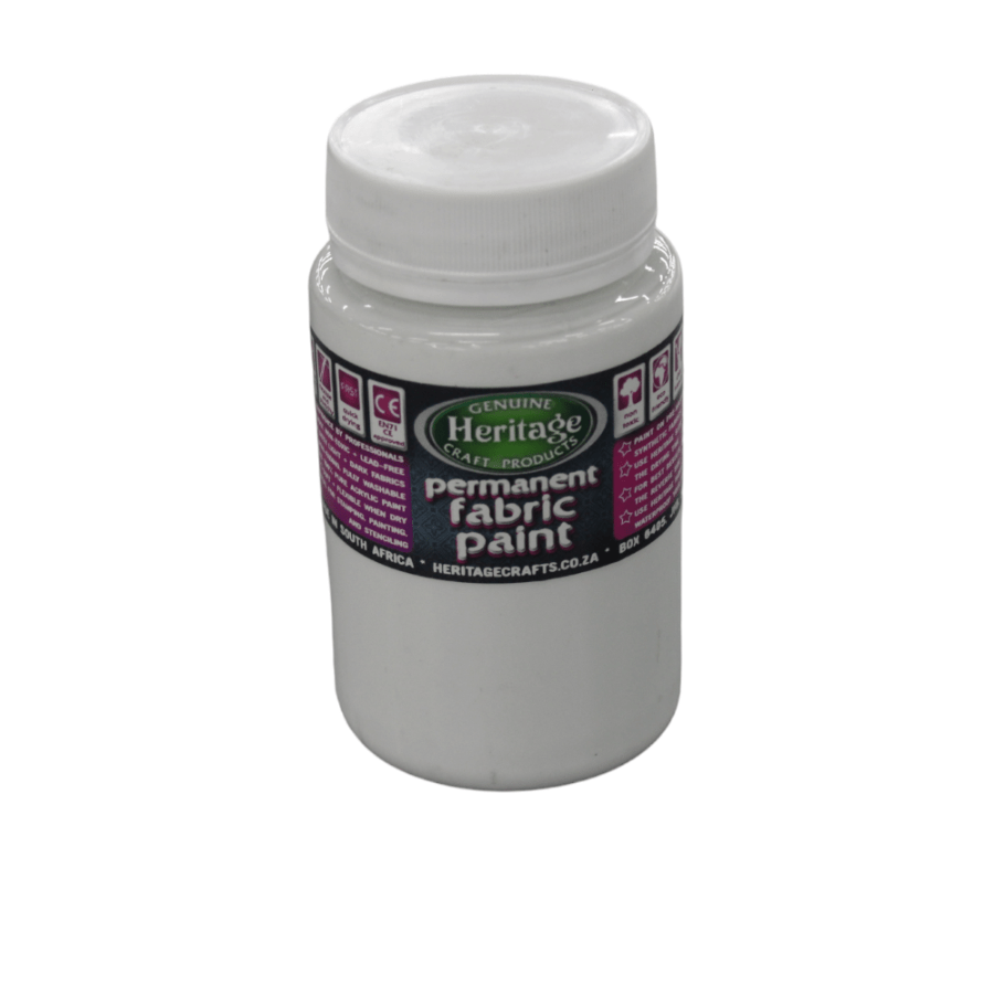HERITAGE PAINTS Habby White Heritage Fabric paint 250ml (7805220651097)