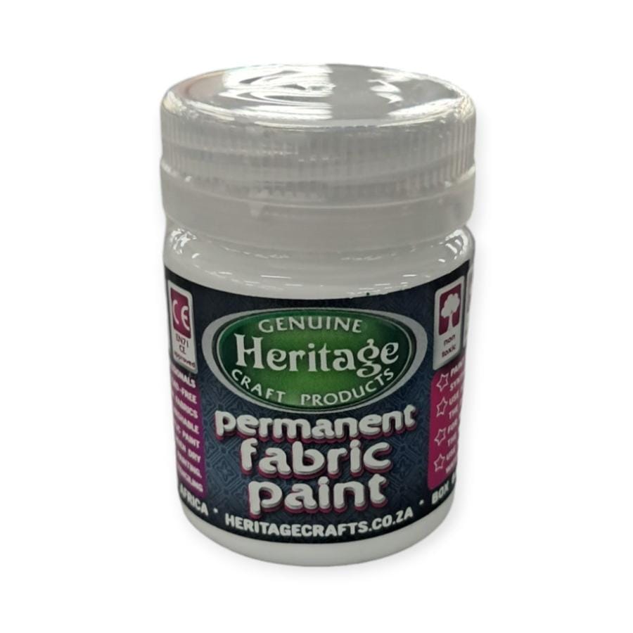 HERITAGE PAINTS Habby White Heritage Fabric Paint 50ml (7484629811289)