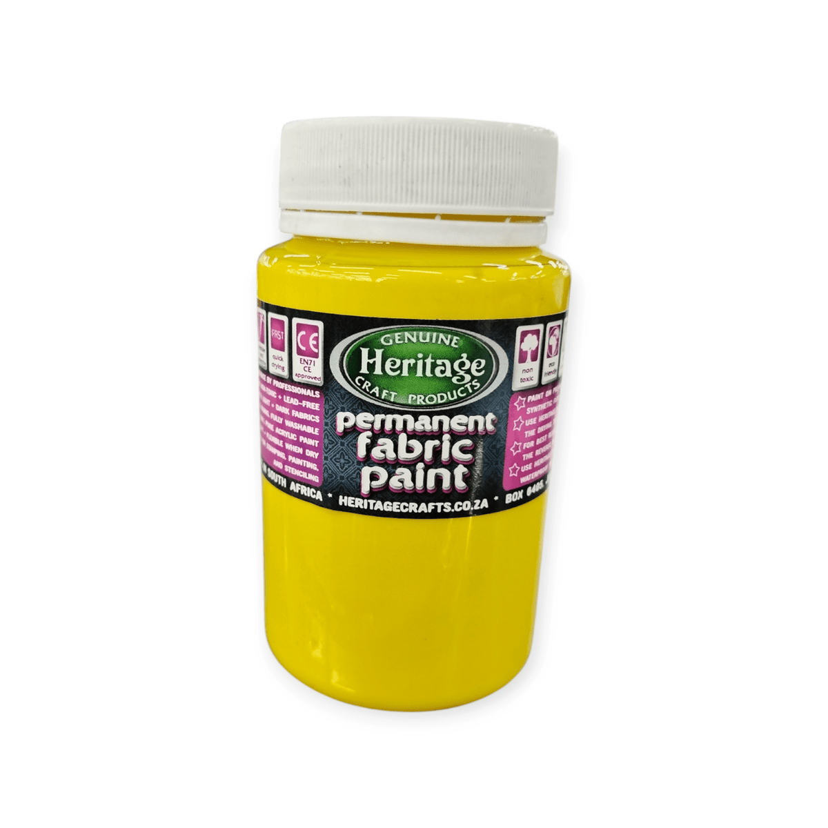 HERITAGE PAINTS Habby Yellow Heritage Fabric paint 250ml (7805220651097)