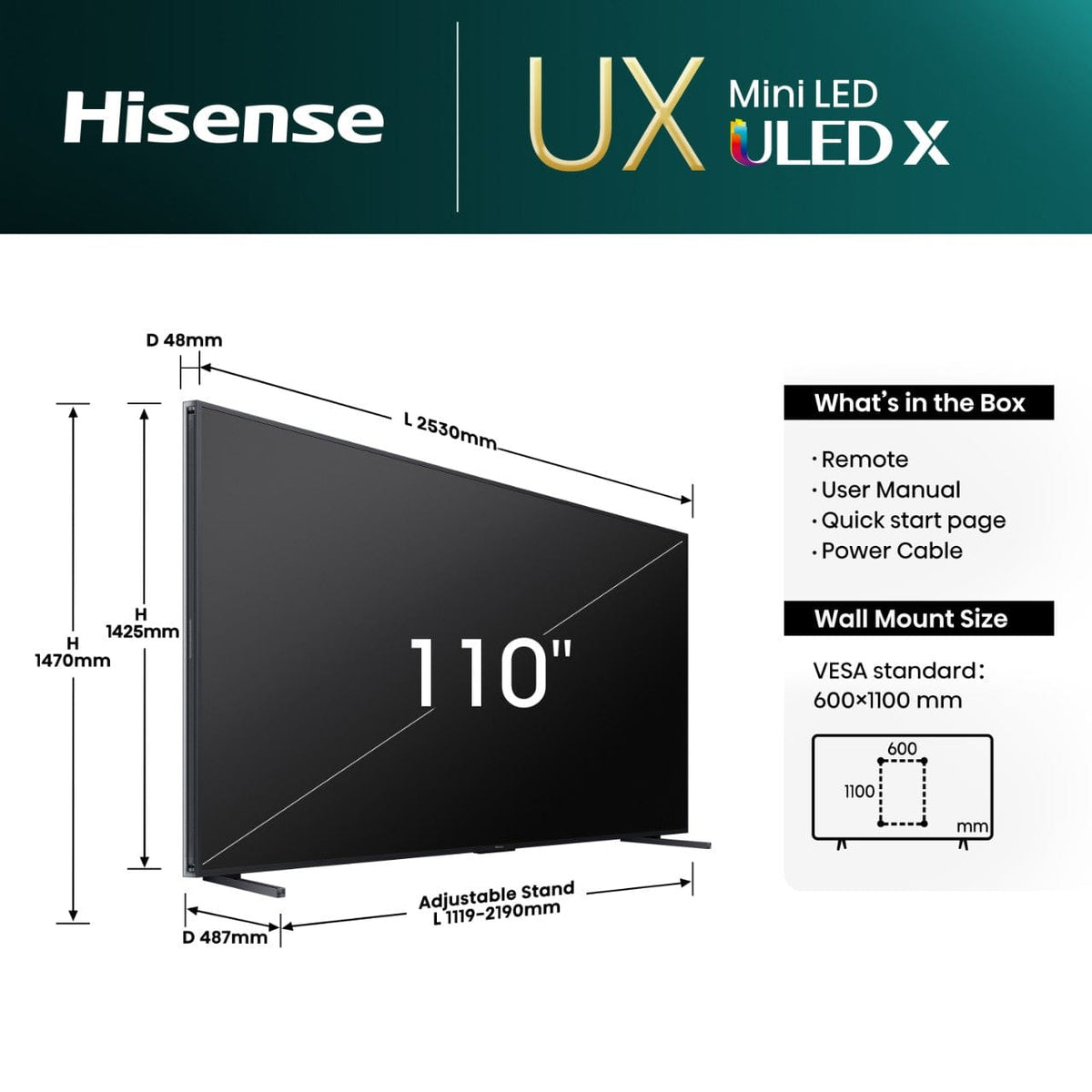 HISENSE tv Hisense 110"Smart ULED TV 110UX