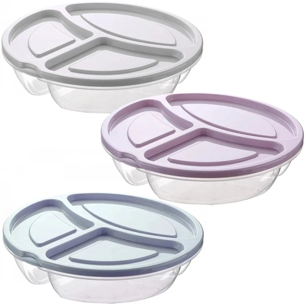 Hobby Life STORAGE CONTANER Hobby Life Smart 3 Compartment Round Storage Container 1.1L (7296242974809)