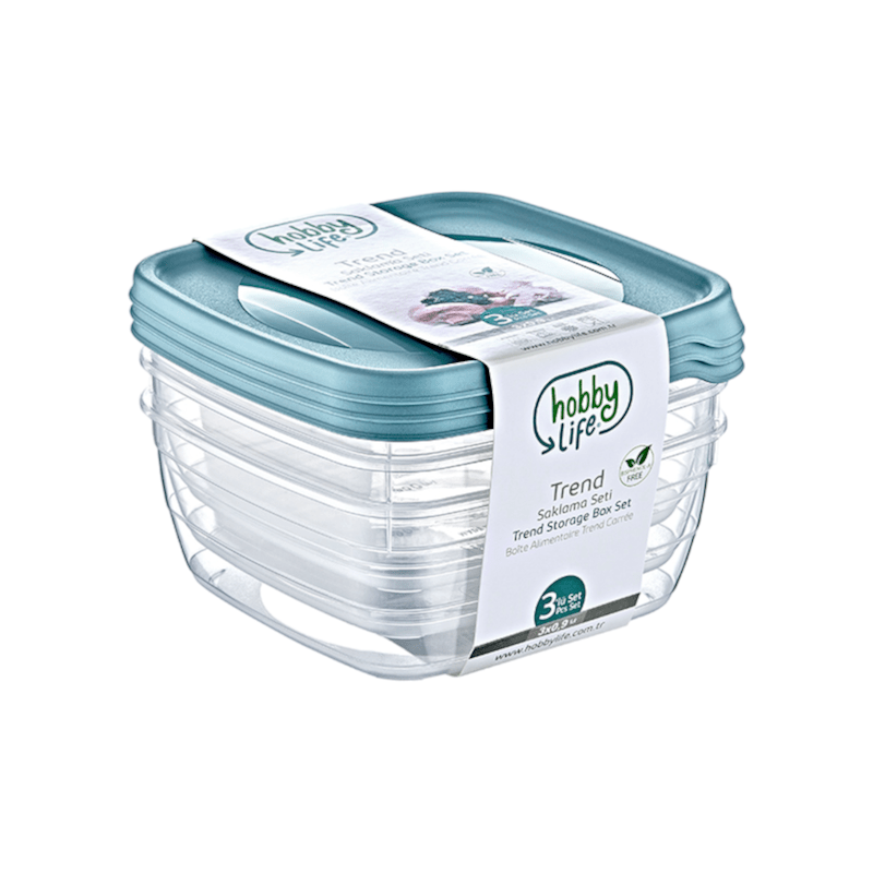 Hobby Life STORAGE CONTANER Hobby Life Square Trend Storage Container 0.9L Set of 3 (7306592452697)