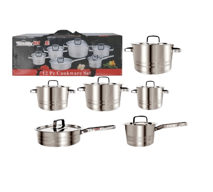 Homeking POTS Totally Home Stainless Steel Heavy Base 12 Piece TH64 (7422931173465)