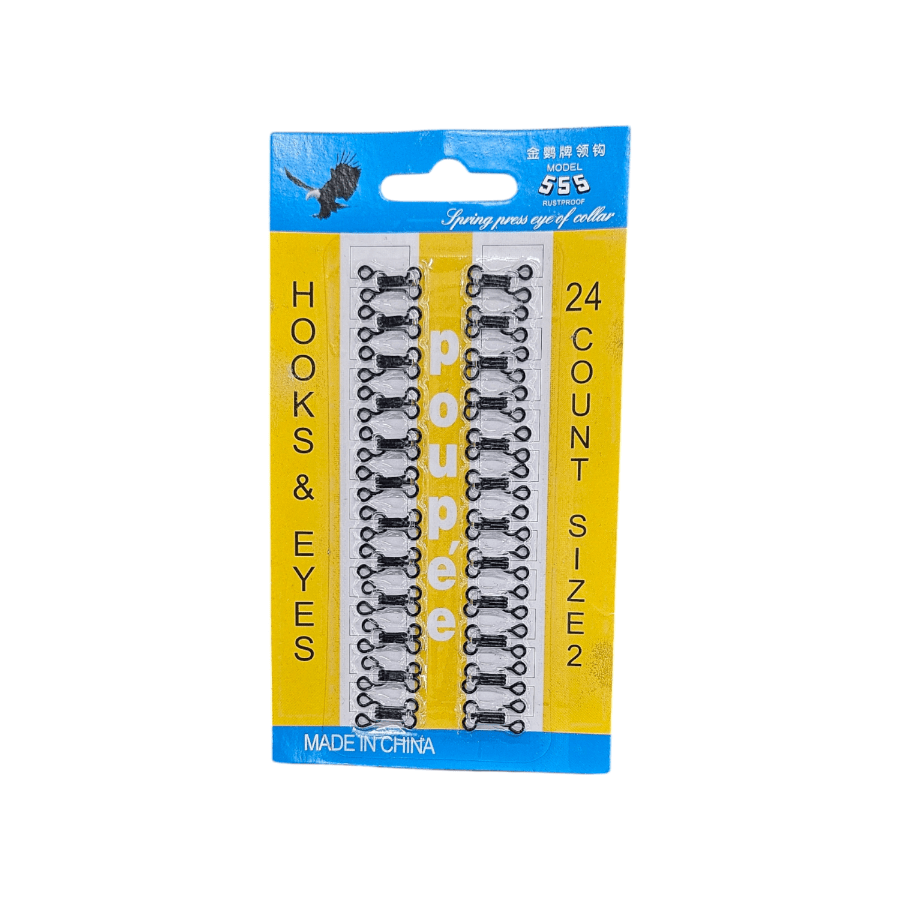 Hook and Eye Habby Black Hook & Eye Size 2 (7912432435289)