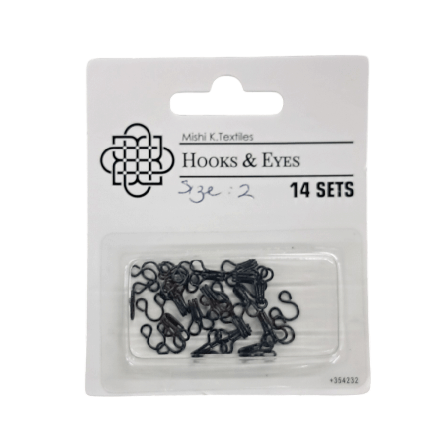 Hook and Eye Habby Black Hook & Eye Size 2 (7817949839449)