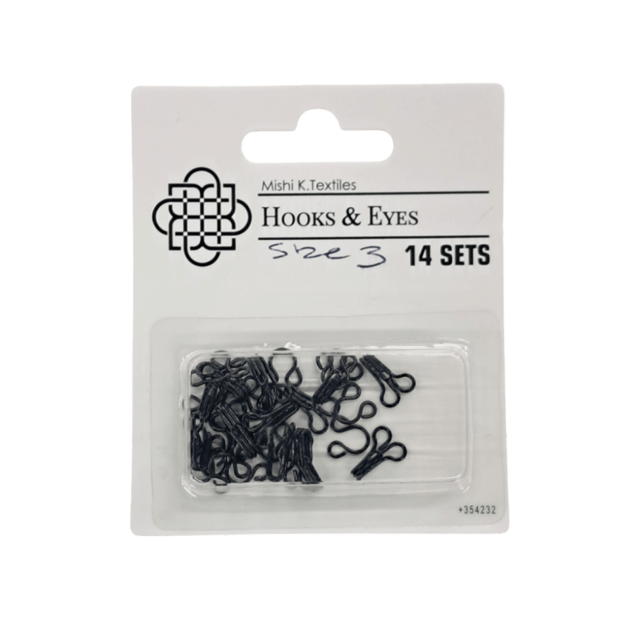 Hook and Eye Habby Black Hook & Eye Size 3 (7817951117401)