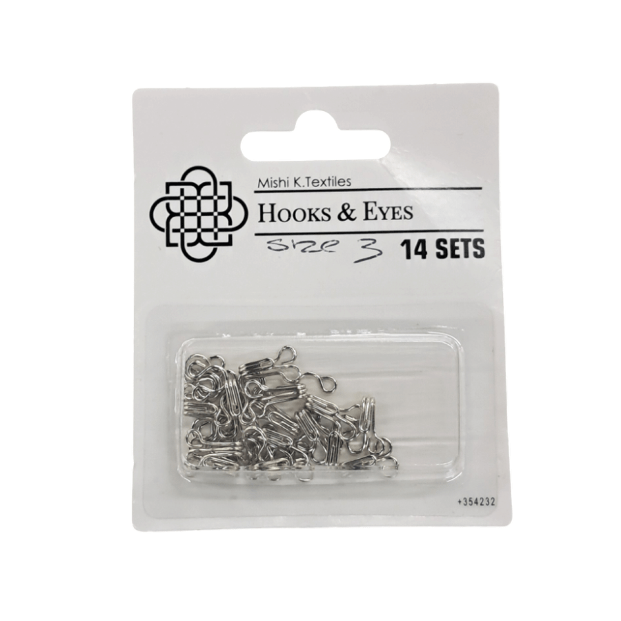 Hook and Eye Habby Silver Hook & Eye Size 3 (7817951117401)