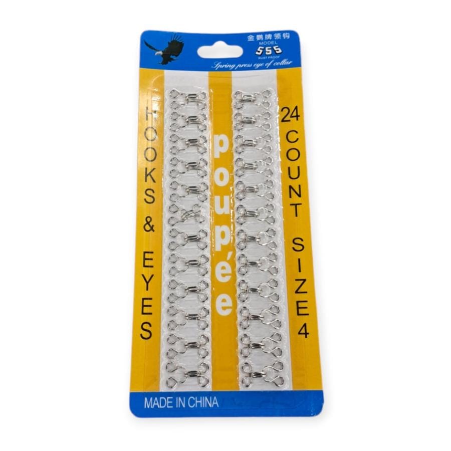 Hook and Eye Habby Silver Hook & Eye Size 4 (7817969926233)