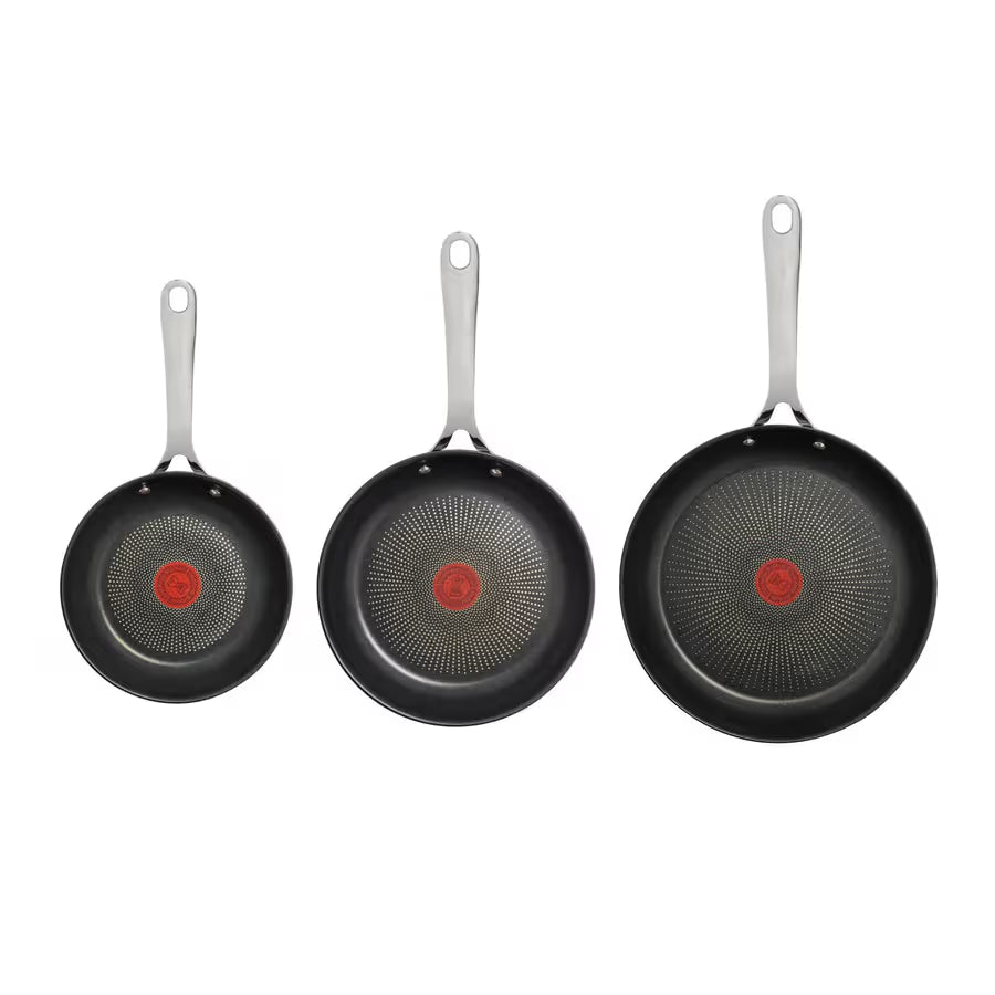 Tefal Jamie Oliver Cook's Direct Stainless Steel 3-Piece Frypan Set E304S344.