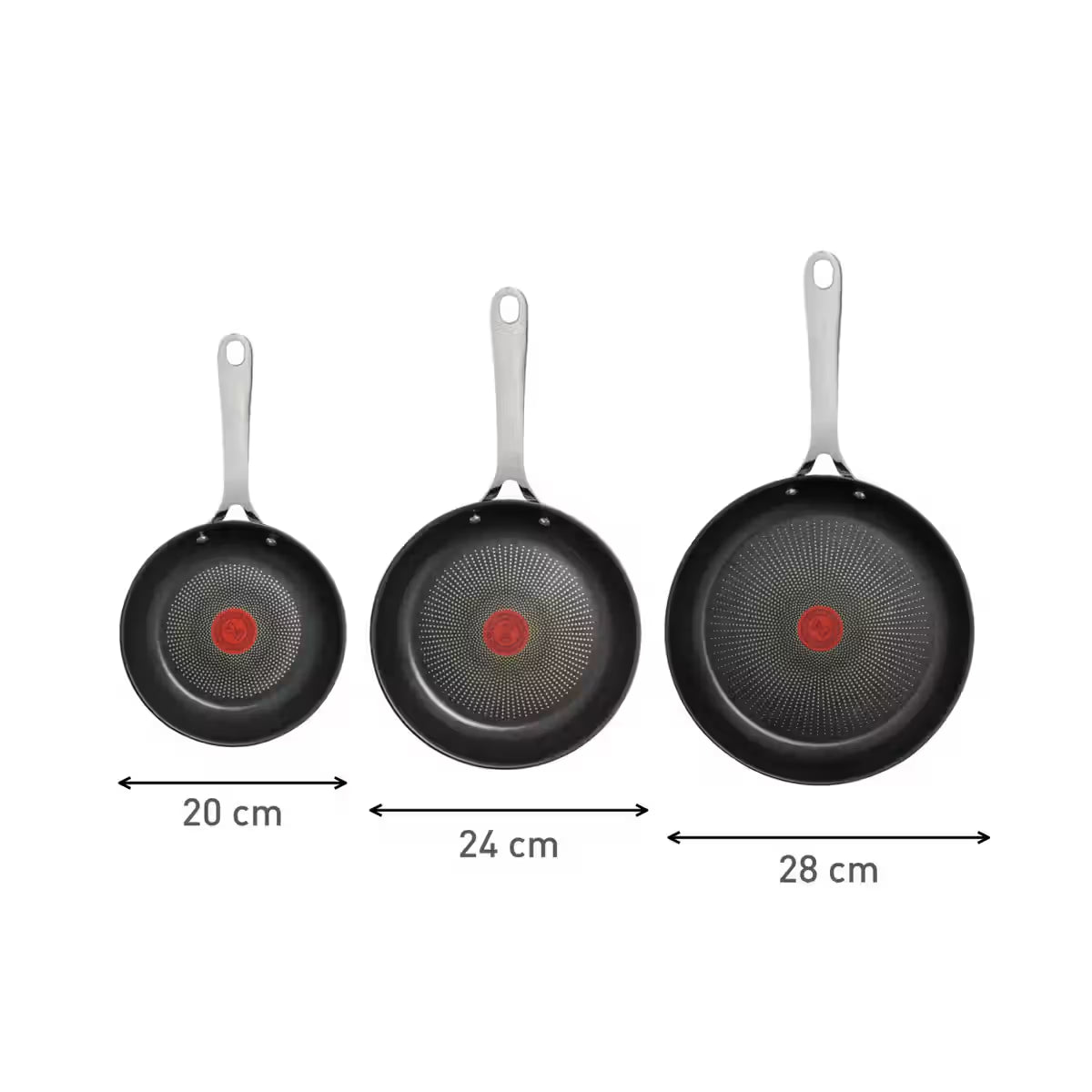 Tefal Jamie Oliver Cook's Direct Stainless Steel 3-Piece Frypan Set E304S344.