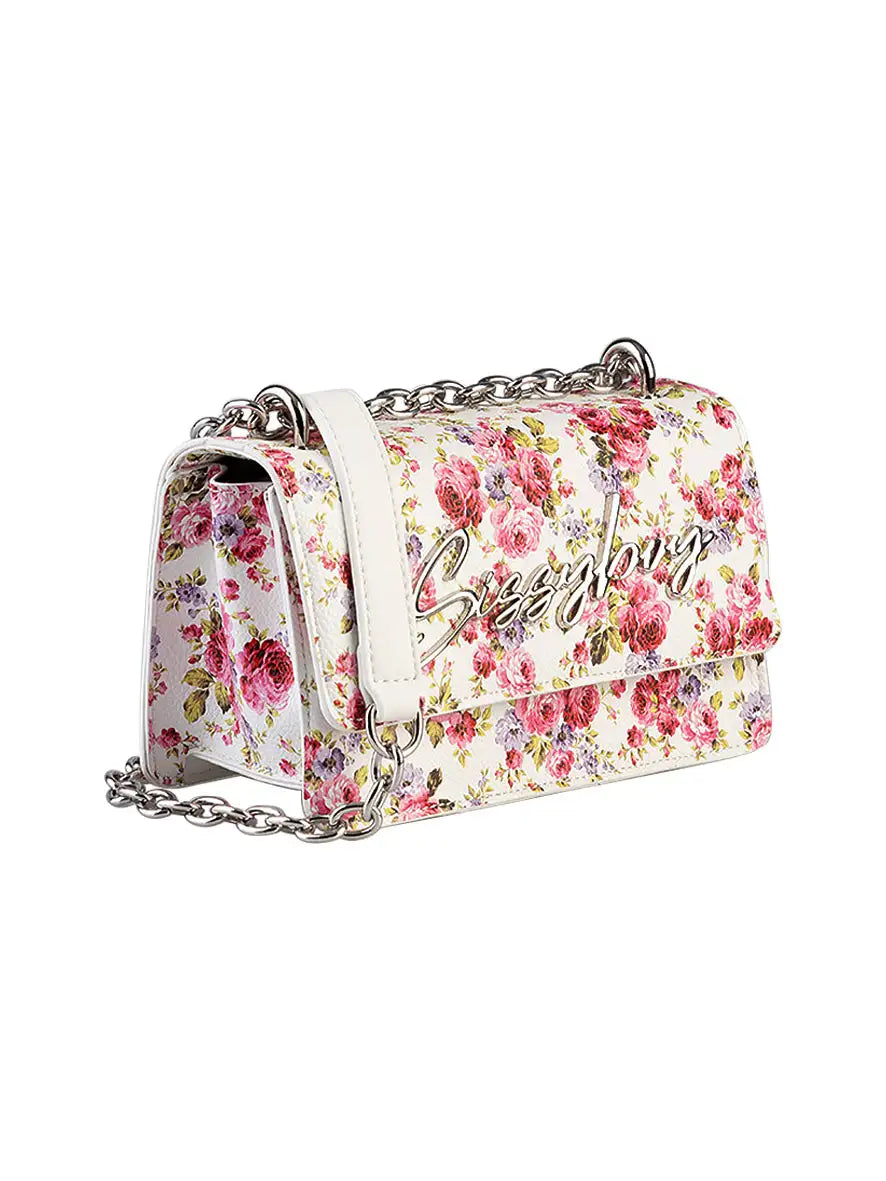 Sissy Boy Fancy Florals Sling Crossbody Bag White Floral (8004941512793)