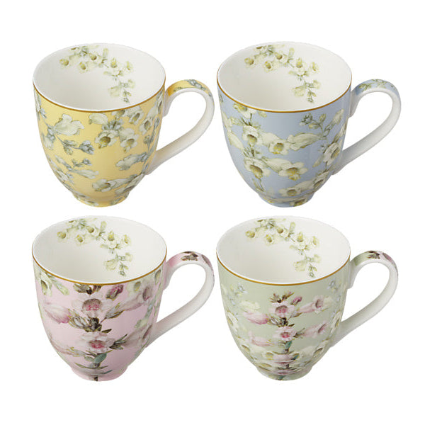 Maxwell & Williams Royal Botanic Gardens Foxglove Coupe Mug 400ML Set of 4 Assorted HV0614