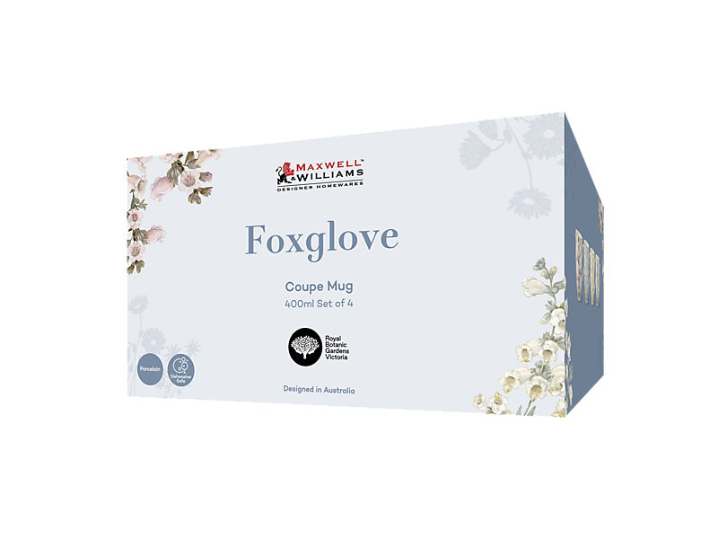 Maxwell & Williams Royal Botanic Gardens Foxglove Coupe Mug 400ML Set of 4 Assorted HV0614