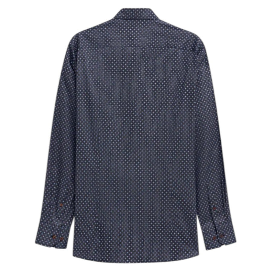 Bugatti Modern Fit casual shirt with diamond pattern and in navy 9750 88506D 390