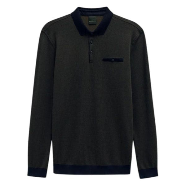 Bugatti Long Sleeve Polo Sweat Shirt Moss 8131/85081D 150.