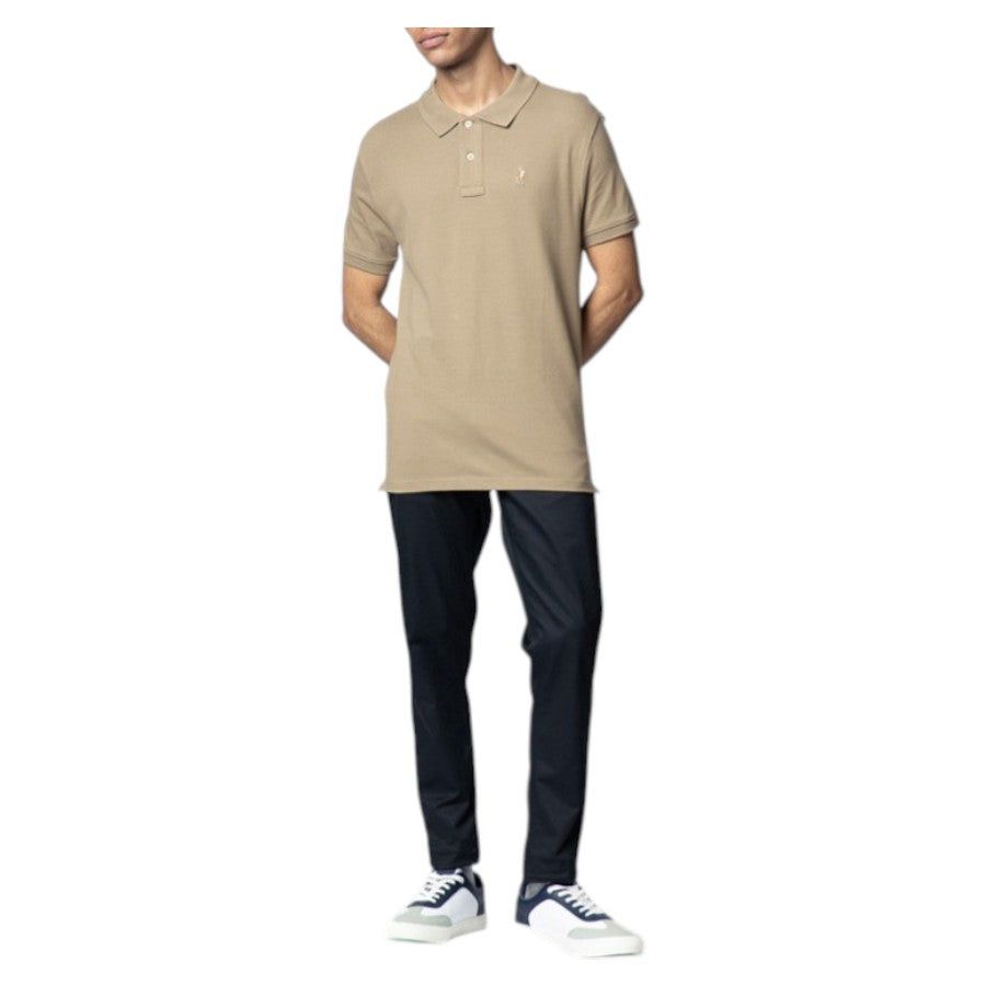Mens Essential Pique Short Sleeve Golfer Taupe 0070518.