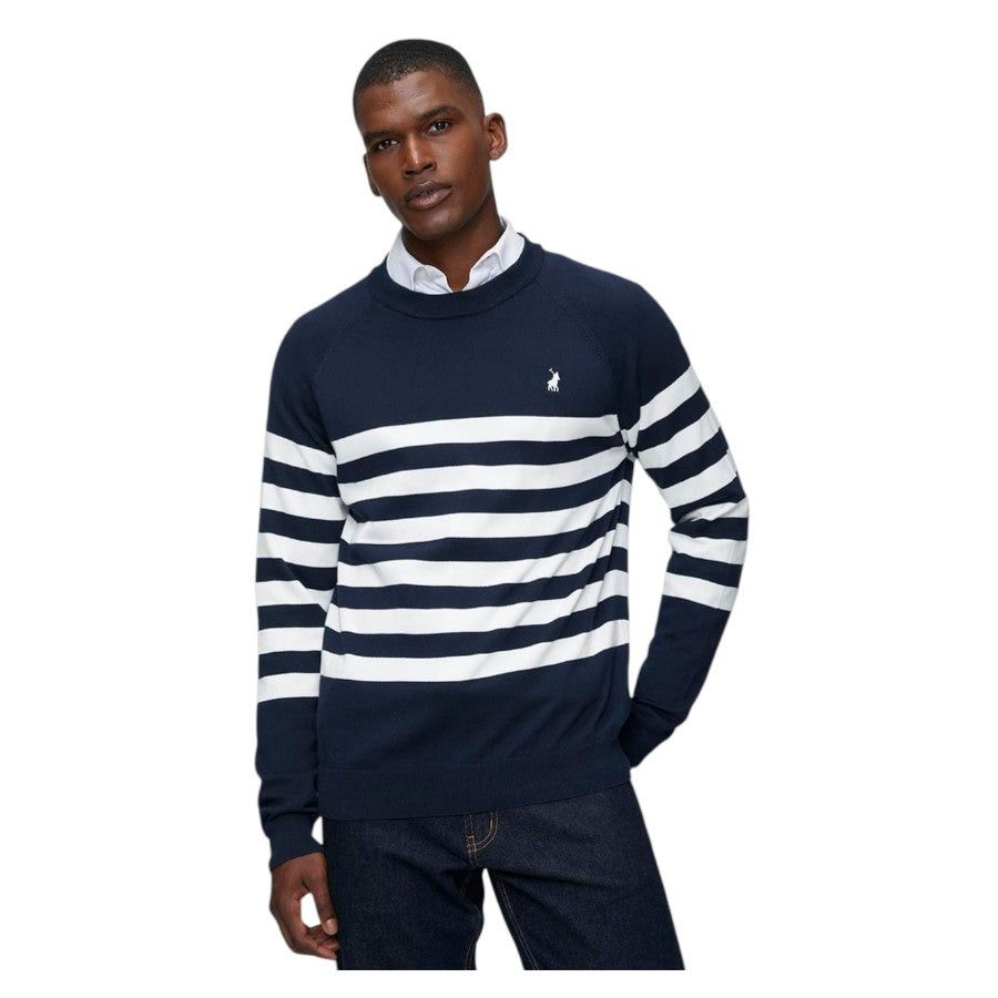 Polo Stripe Crew Long Sleeve Navy 0070761.