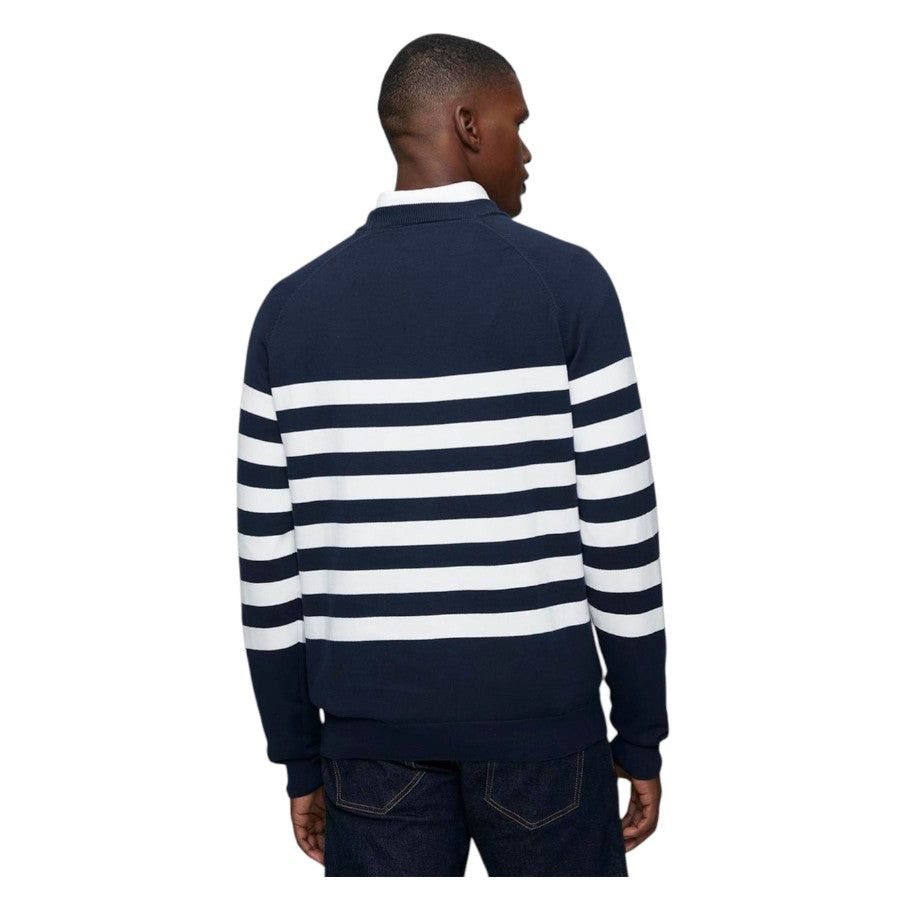 Polo Stripe Crew Long Sleeve Navy 0070761.