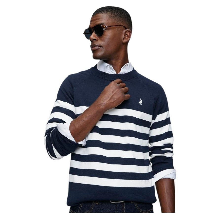 Polo Stripe Crew Long Sleeve Navy 0070761.