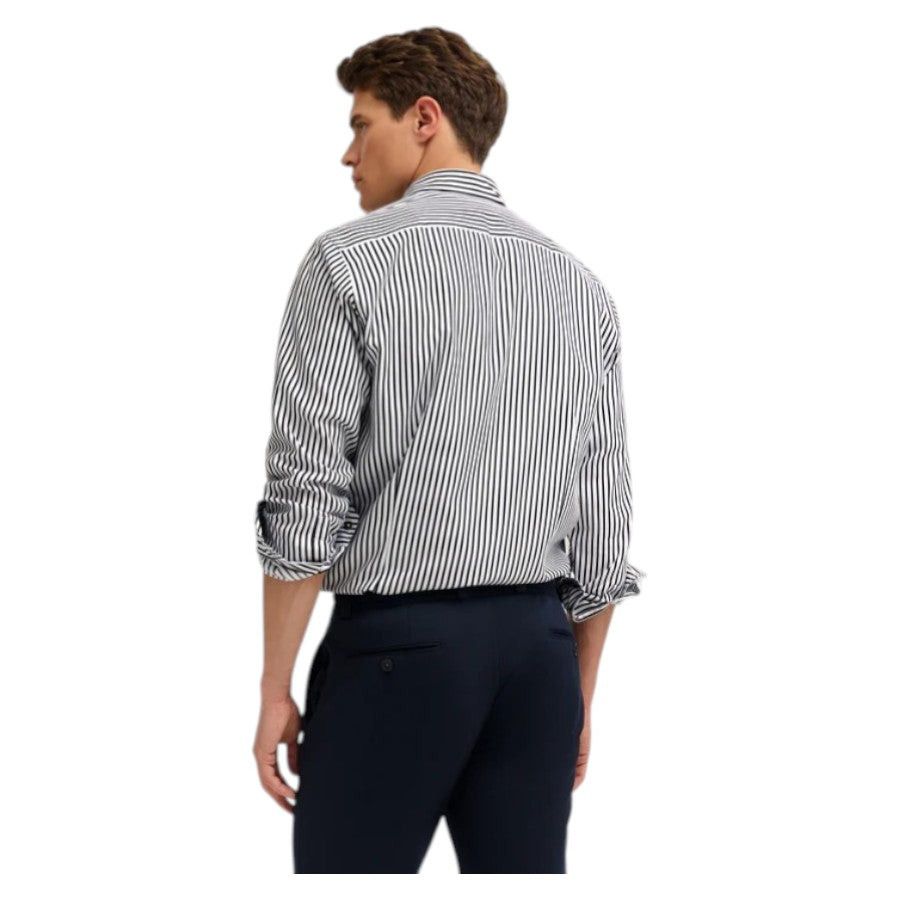 Bugatti Striped casual Navy Shirt with button-down collar in modern fit 9350 88508d 390.