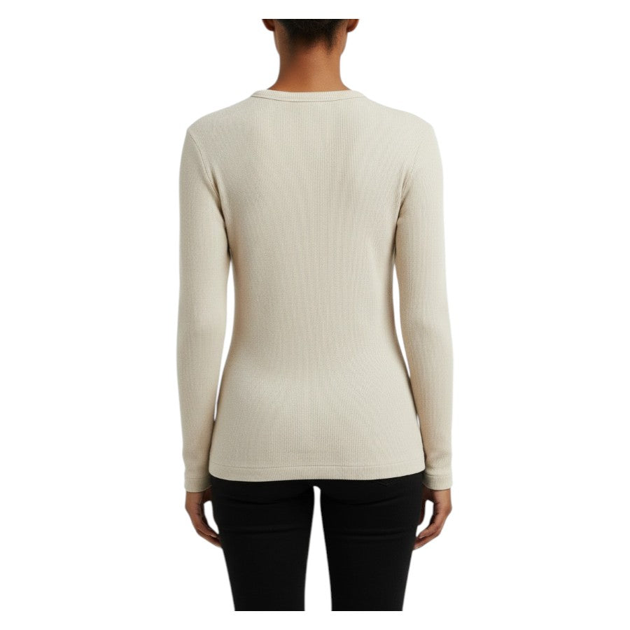 Polo Womens Mia Ribbed Long Sleeve T-Shirt Oatmeal 0070172