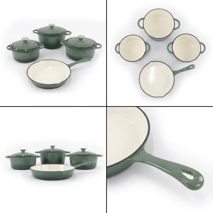 CH Cast Iron Pot Set Dark Olive 7 Piece CH1332