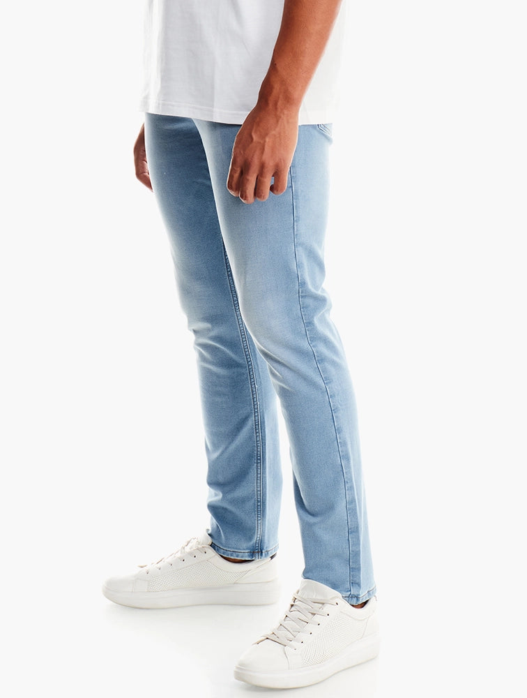Polo Men's Knitted Slim Leg Denim Light Wash